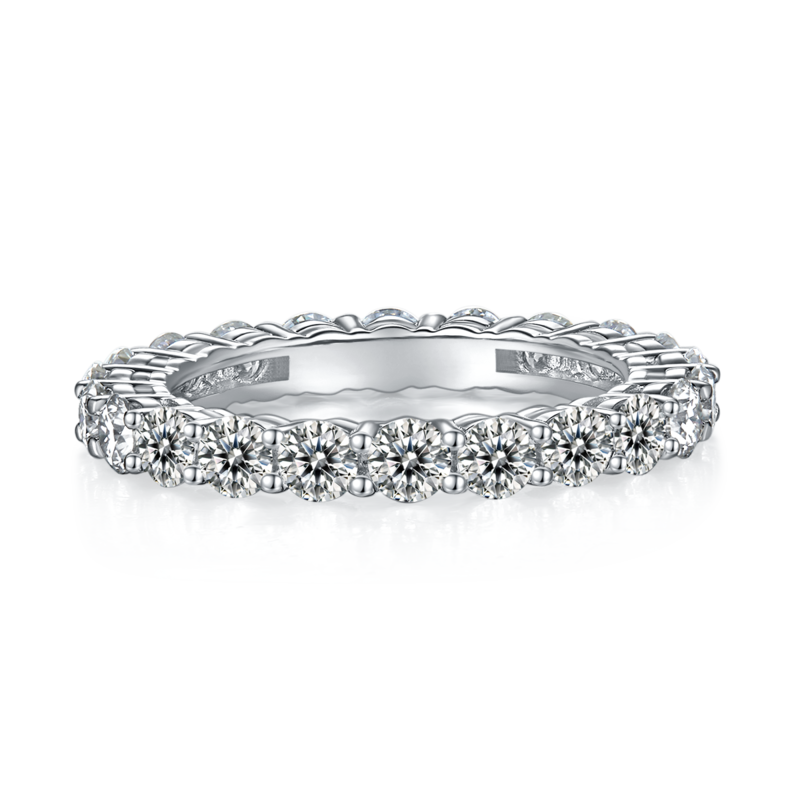 Round body lined ring S925 silver plated platinum moissanite diamond women's ring 2.4 carats D-grade